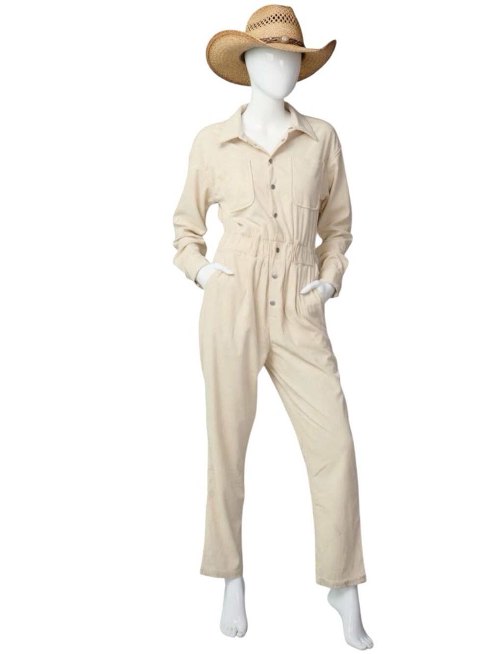 LENA Super cute cream corduroy jump suit S M L
